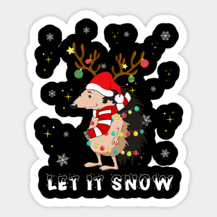 Hedgehog Let It Snow Christmas Dog Lights Sticker